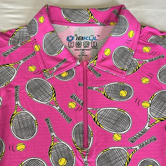 IBKUL Venus Print Sleeveless Polo Shirt Tennis BRAND NEW Hot PINK NWT - Picture 7 of 13